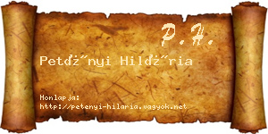 Petényi Hilária névjegykártya